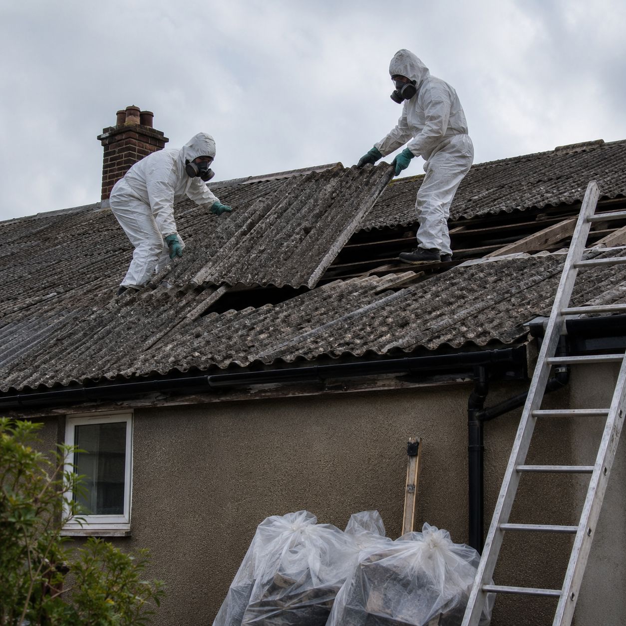 EPA certified specialists removing asbestos kitchen wall materials